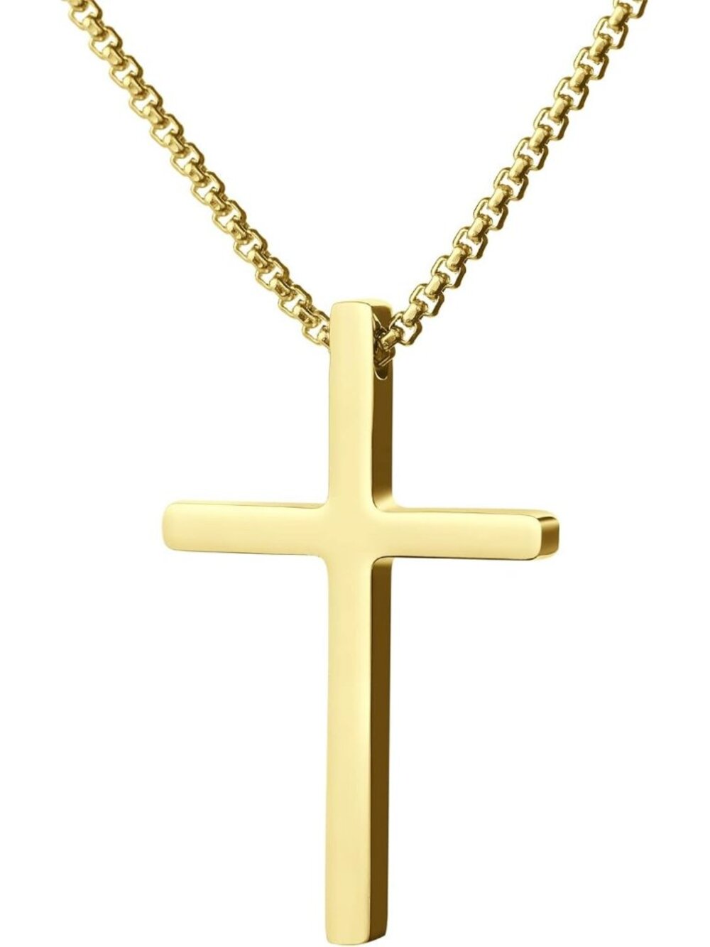 Unisex Gold Cross Necklace For 18k Gold Plated Stainless Steel Cross Pendant